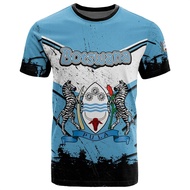 Botswana Emblem Flag Pattern T-shirt Men Summer 3D Printing African Style Tee Shirts Casual Round Ne