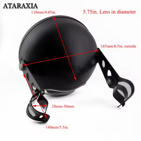 5 3/4" Motorcycle 5.75 Inch Headlight Headlamp Shell Or 28-36mm Side Mounting Housing Bucket Cover B