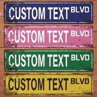 1pc Personalized Vintage Street Sign Custom Text Metal Tin Wall Decor, Horizontal Rectangle Road Sig
