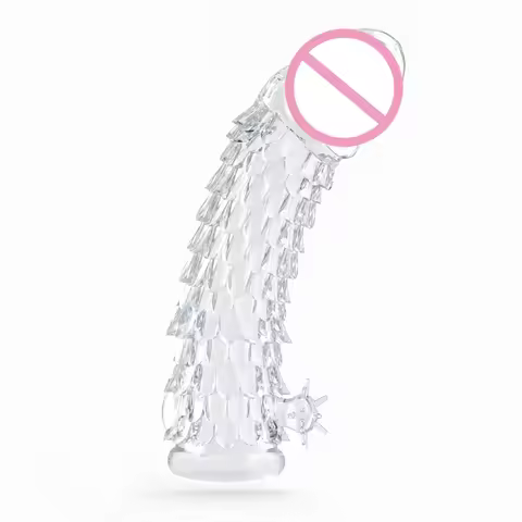 Adults Extension Penile Sleeve with Lareg Particle G Spot Stimulation Elastic Condoms Delay Ejaculat