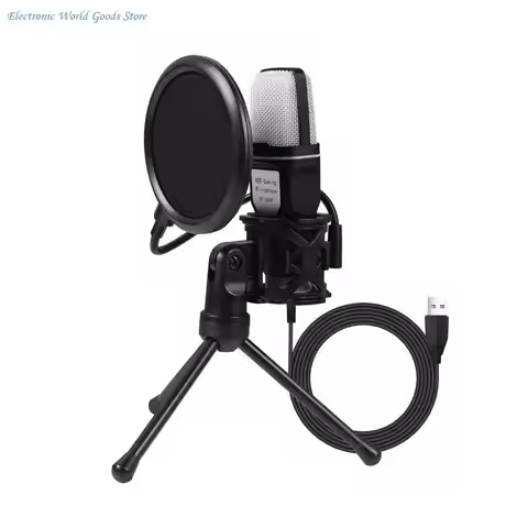 A3PD Usb Microphone Condenser Microphone With Stand Clip for Pc RGB Light