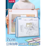 A a3 Art Bag File Bag Large Size Three-Dimensional EVA Thickened Transparent Grid 8 Open 8k Portable