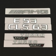 Benz Car Logo E53 E63 CLS63 AMG Word Logo Rear Tail Logo TURBO4MATIC Fender Side Logo Car Sticker