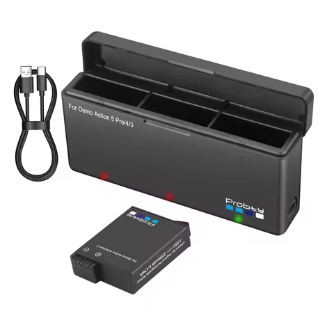 Probty For DJI Osmo Action 5 Pro Action 4 Camera Battery 2200mAh Batteries And Charger hub For DJI O