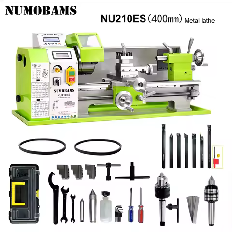 NUMOBMAS NU210X400ES 6mm Spindle + Quenched Guide Way Semi-Auto Metal Lathe Machine