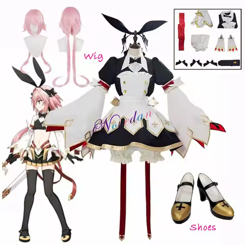 Anime Fate Grand Order Saber Astolfo Cosplay Costume FGO Sword Version 3.0 Maid Outfit Dress Wig Sho
