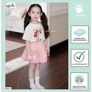 BG Set Linh An girl's printed shirt with pink pumpkin skirt 90/160 (51120)