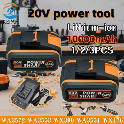 NOUVEAU Kit De Batterie De Remplacement Worx 20V｜10.0Ah 1/2/3PCS Lithium-ion, Compatible WA3551 WA35