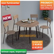 meja bulat set 4 kursi / meja bundar set 4 kursi / meja makan informa