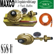 MAXCO LPG Regulator with Gauge & Push Button (858-H) with 1.5 regulator hose & free 2 clamp By: 3R'S