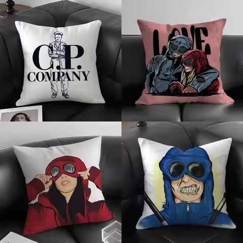 Fashion C_C And P C_Company Pillow Case Home Dorm Chair Back Short Plush Double-sided Printing Offic