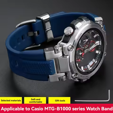 Replacement Strap for Casio G-SHOCK MTG-B1000/MTG-G1000 - Silicone Rubber & Stainless Steel Bracelet
