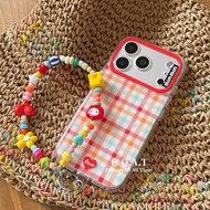 G.O.A.T Colored red grid casing Compatible for iPhone 17 pro max iPhone 17 16 15 pro max Anti -falli