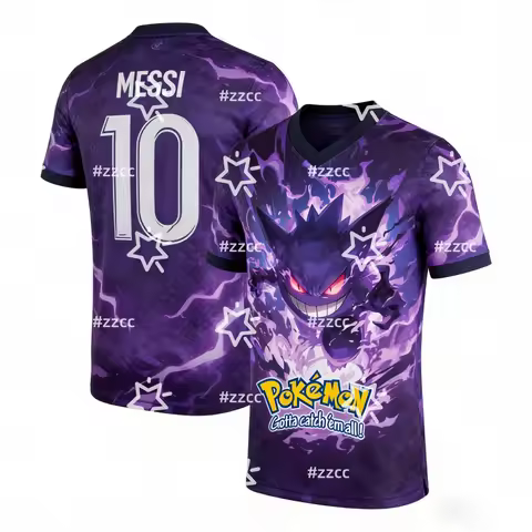 Pokemon Gengar graphic T-shirt Messi football jersey Autumn Sports Dry Quickly Men's T-Shirt Childre