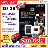 SANDISK Micro SD card ของแท้ Extreme PRO 128GB (200/90MB/s, R/W) UHS-I,U3,V30,A2,เมม class 10, Memory Card SD การ์ด แท้ เมมโมรี่การ์ด โดรน Action camera 4k GoPro DJI ใส่โทรศัพท์ มือถือ Tabletแท็บเล็ต sdcard Nintendo switch ประกัน Synnex (SDSQXCD-128G)