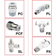 【Sleek】 1pcs White Pc/pcf/pl/sl/pb Type Air Hose Rapidities Quick Release Pneumatic Fitting.
