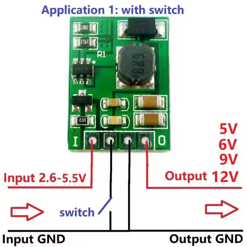 Multifunction with Enable ON/OFF 6W DC-DC Step-up Boost Converter Voltage Regulate 2.6-5V to 5V 6V 9