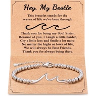 gift for friends, the waves of life we've through together, woman friendship gifts idea, wave bracel