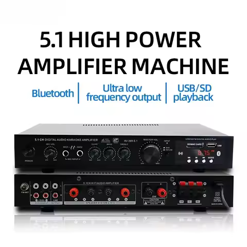 AV-369BT Bluetooth 5.1 Sound Speaker AMP,Stereo Audio Amplifier Receiver, 6 Channel Home Theater Aud