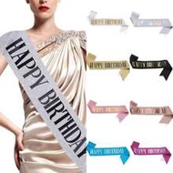 1Pc,'Happy Birthday' Sash Ribbon For Women And Men,Happy Birthday Sash Hot Pink White Rose Gold Blac