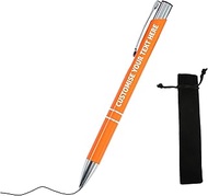 Trimming Shop Personalised Engraved Ballpoint Pen with Black Ink in Velvet Gift Pouch, Custom for Business Men Women Graduation Wedding Gift - Enter Your Name, Text, Message (Orange)