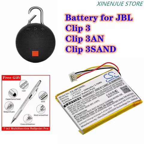Cameron Sino Speaker Battery 3.7V/1000mAh L0721-LF for JBL Clip 3,Clip 3AN,Clip 3SAND