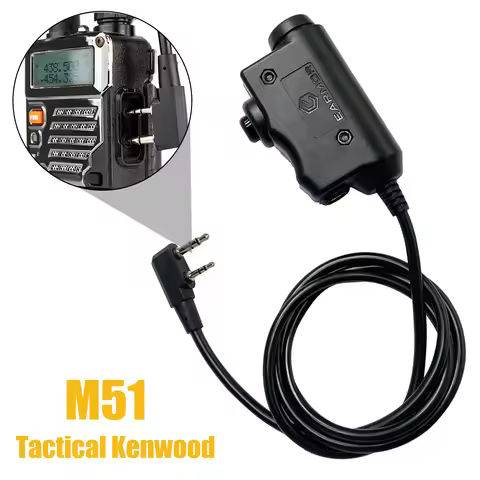 EARMOR M51 Tactical Kenwood 2pin Version PTT Push-to-Talk Military Standard 7.0 Plug for Radio Adapt
