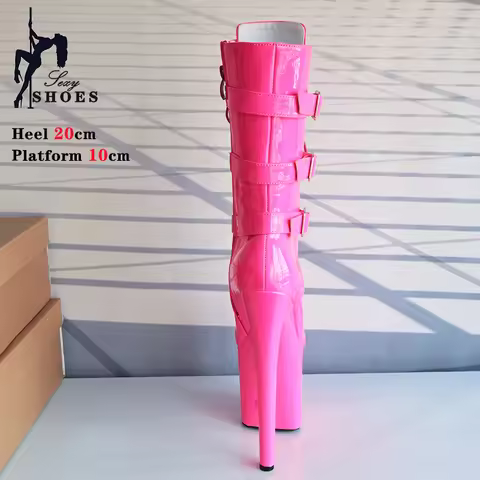 20cm Thin High Heels Ankle Boots Platform Unisex Botas Stripper Gothic Belt Buckle Pole Dance Heels 
