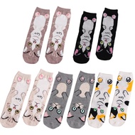 1 Pair Cartoon Socks Cute Cat Pattern Socks Mid-calf Cotton Ankle Short Sock