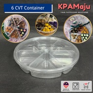 6 Cavity Container with Lock - Bekas Kuih Raya / Cookies Plastic Container with 6 Compartments / PET Plastic Container