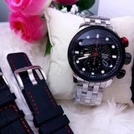 Jam Tangan Pria Alexandre Christie 6163 AC6163 Paket 2 Tali Original