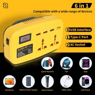 KEELAT Dual AC Outlet Battery Inverter 18V 21V DC to AC 220V Portable Power Converter Socket Adapter