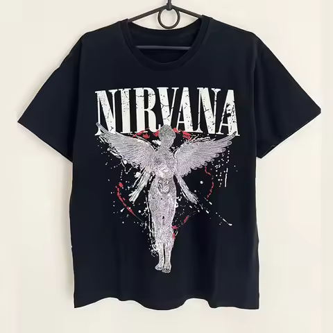 Retro Art NIRVANA Punk Rock Band T-Shirt 100% Cotton Graphic Tee Men Women Summer Streetwear