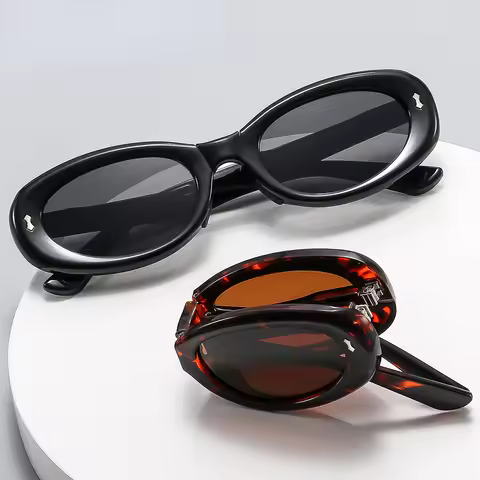 Sun Glasses Women Anti-reflective Elliptical Frame Folding Vintage Sunglasses for Men Cartier Glasse