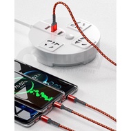 FAST CHARGING SQUARE 3A 3in1 DATA CABLE 1,2M TYPE C - MICRO - iphone