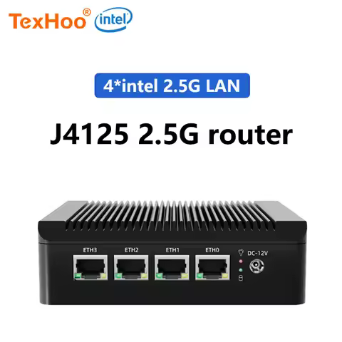 Fanless Firewall Soft Router Intel Celeron J4125 Quad Core 4GB 64GB Gateway 4 LAN I225 I226 2.5G N50