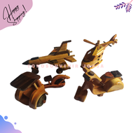 Paket Hemat Miniatur Kayu Ukuran Mini Isi 4 Vespa Helikopter Pesawat F16 Dan Becak