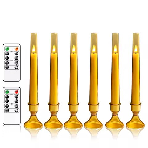 Acrylic Pillar Flameless LED Electronic Candles Timer Dimmable Dining Table Bar Counter Valentine‘s