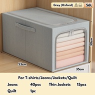 31L 49L 56L Storage Box Cotton Linen Zipper Window Foldable Large Oxford Cloth Organizer Kotak Simpa
