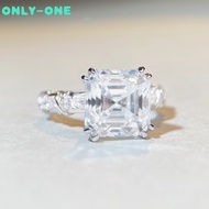 5CT Real Moissanite Asscher Cut Gemstone 100% 925 Sterling Silver Ring For Women Engagement Jewelry 