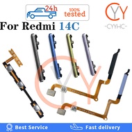 For Redmi 14C Back Home Button Fingerprint Scanner Sensor Return Key Volume Button Power Switch On O