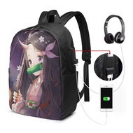 Demon Slayer Backpack Laptop USB Charging Backpack 17 Inch Travel Backpack School Bag Large Capacity Student School Bag