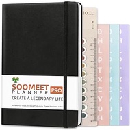 Soomeet Dotted Journal Notebook, 200 Pages, A5 Leather Journal, Hardcover Notebooks for Work, 100Gsm Premium Thick Paper, Journals for Writing, with Ruler, Page Dividers, Stickers, 8.3 x 6 in