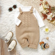 [Comfortable & Stylish Choice For Babies] Infant & Toddler Knitted Romper With Classic Twist Rope & 