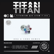 [1 PCS]Earrings, titanium material G23 ASTM F-136 6-PELLED FLOWER Stainless Steel Non-Irritating jul