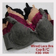 Under-Wired Thin Span Lace Bra B/C Cup 36-44 Lingerie Bra / Baju Dalam Wanita Nipis Span Lace Bunga 