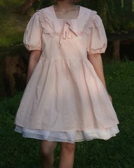 公主的粉色泡泡袖夢幻洋裝 日系法式森林系洋裝