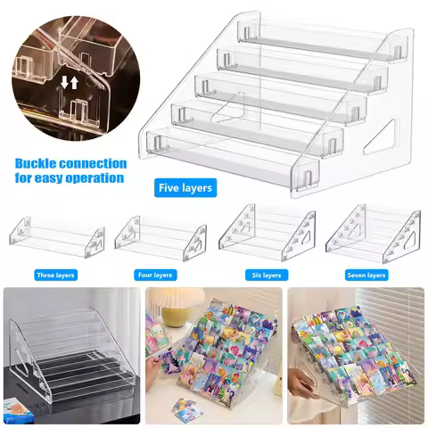 3-7 Tier Clear Acrylic Collector Card Display Stand Rack Shelf For Trading Cards