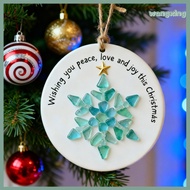 [WX] Sea Glass Christmas Ornament Handcrafted Sea Glass Santa/Candy Cane/Tree/Gingerbread Hanging De