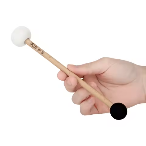 IRIN Drumstick Beech Handle Trumpet Drumsticks Practice Double-ended Felt Performance Percussion Mus